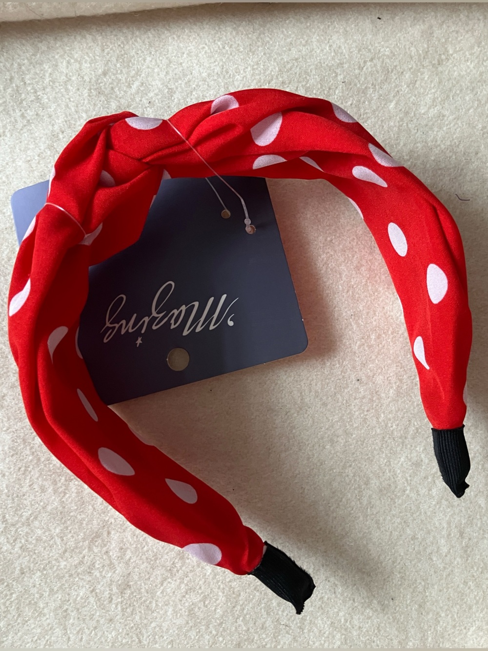 Red & White Polka Dot Twisted Knot Headband NWT